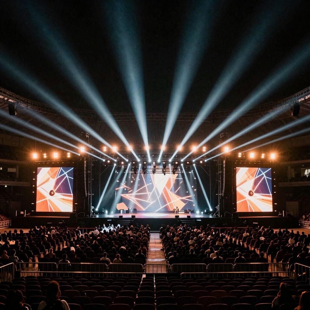 Bühne einer Arena in Las Vegas mit Lichtshow
