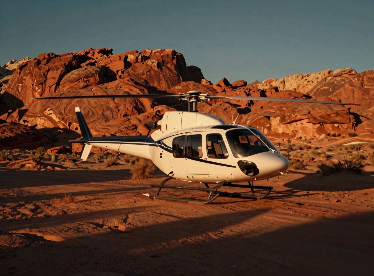 Helikopter landet im Valley of Fire