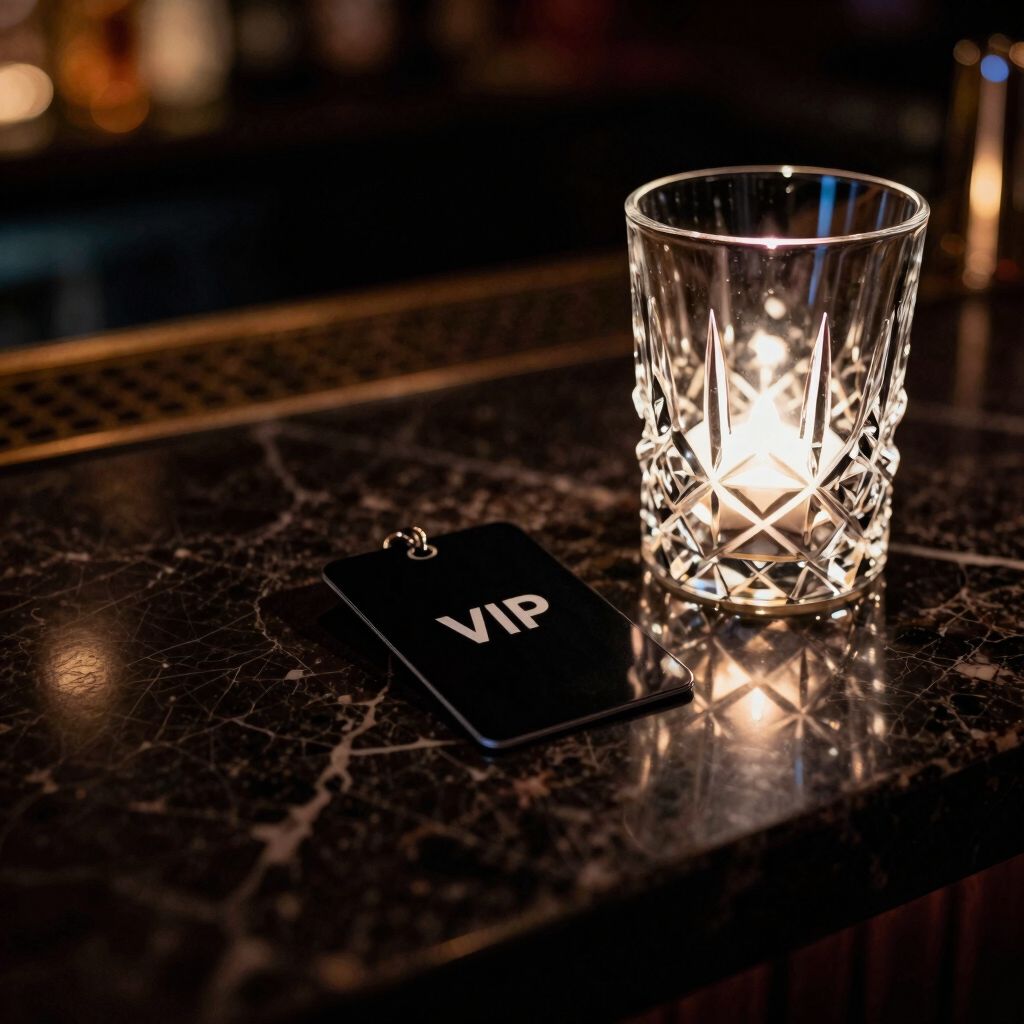 VIP-Karte auf einer dunklen Marmorbar