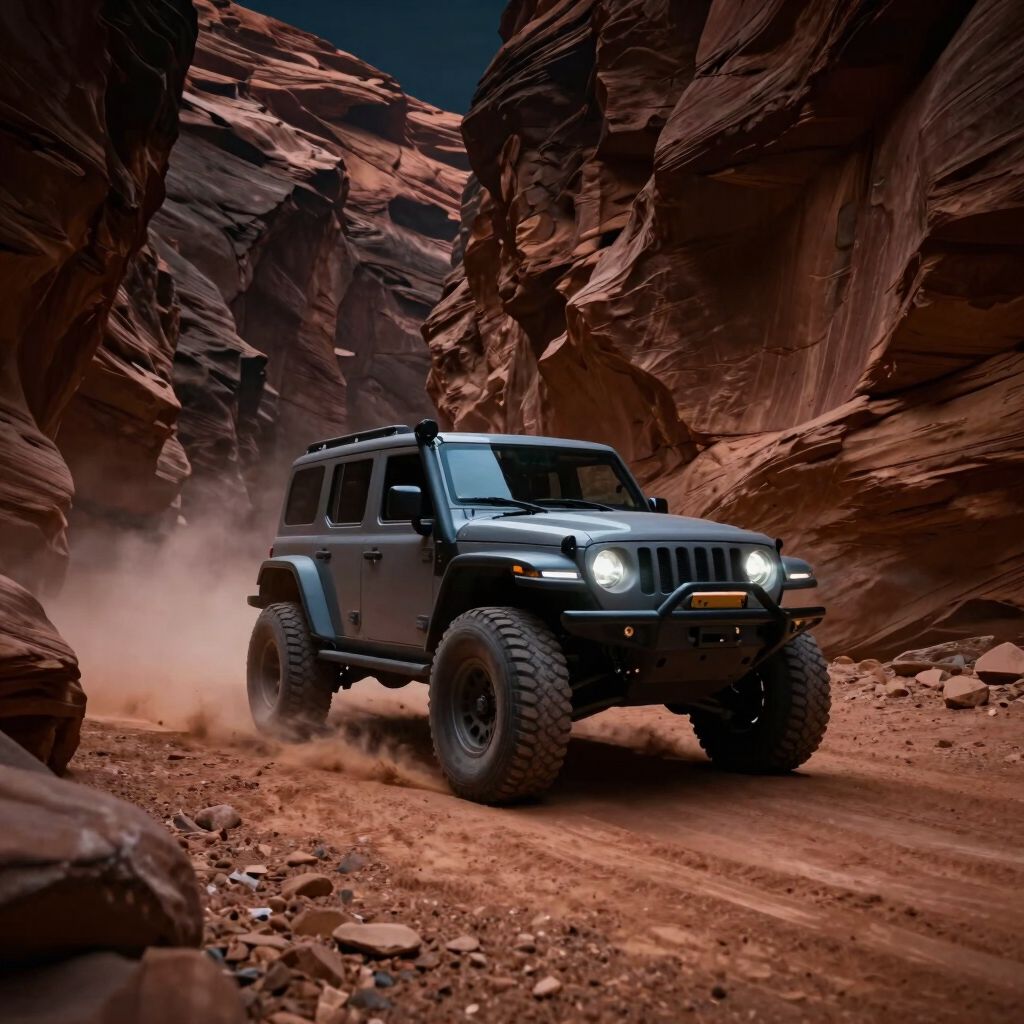 Geländewagen auf einer Offroad-Piste im Canyon