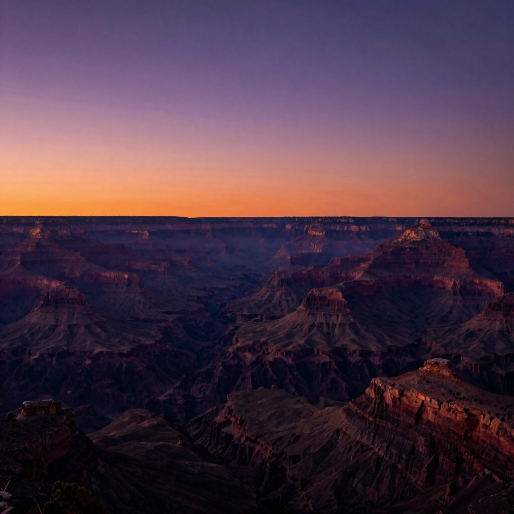Blick über den Grand Canyon in der Dämmerung
